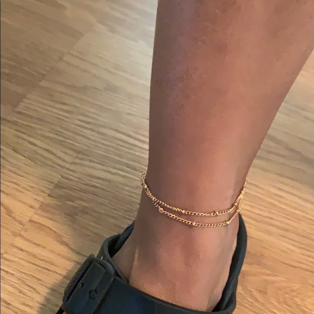 Layered Beaded Anklet Dipped In Gold... - Picture 3 of 3